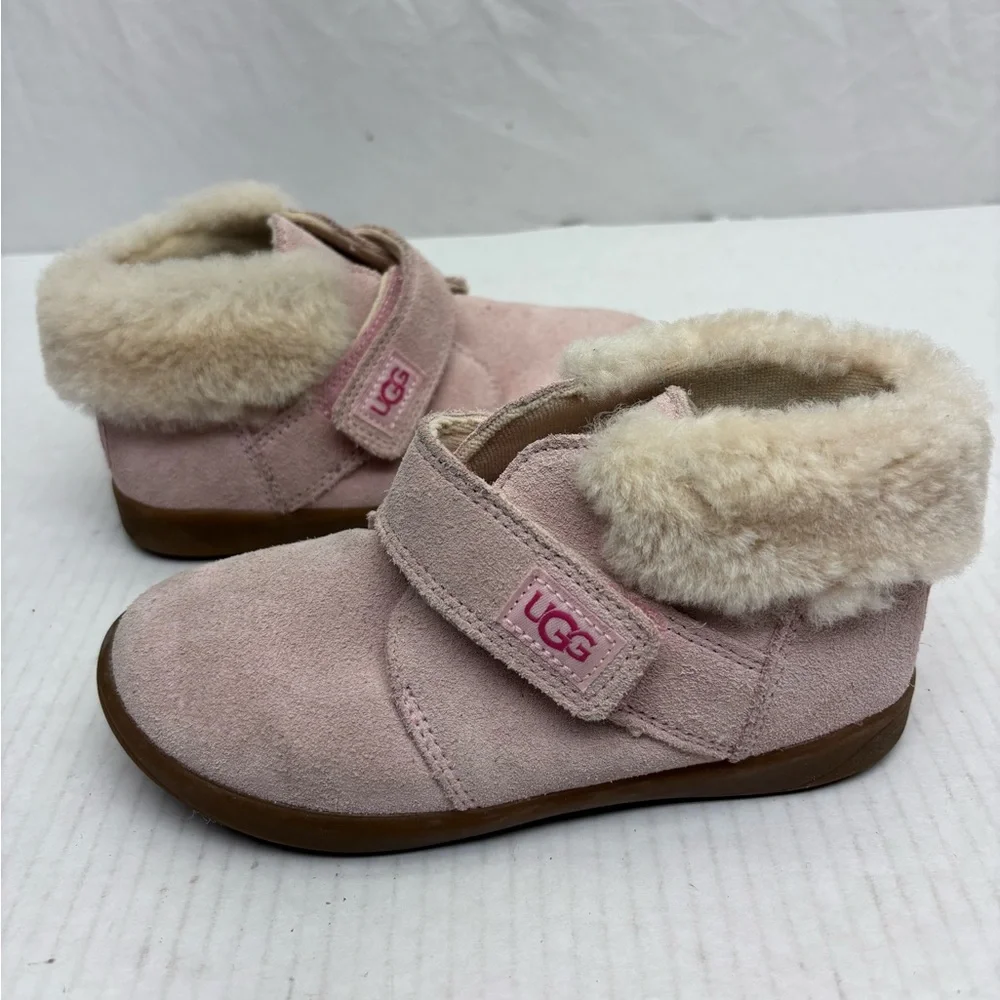 Ugg Pink Suede Shearling-Lined Boots, size 12 toddler girl, box 24